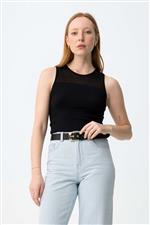 Tiffosi RINA - Top crop smanicato lurex leggermente velato